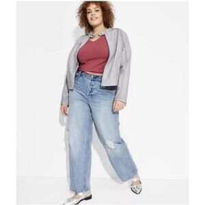 Wild Fable High Rise Jeans Womens Plus Size 24 Light Blue Distressed Straight
